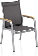 KETTLER GRANADA Stapelsessel mit Armlehne aus Teak silber / anthrazit, zerlegt