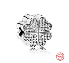 Charms Anhänger Beads Clip Kleeblatt Glück 925 Sterling Silber  