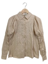 Sofie Schnoor Bluse Damen 34/XS Beige Elegant Vintage Stickerei Lochmuster