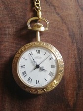 Arsa Taschenuhr zum aufziehen - Swiss made - vergoldet mit Kette
