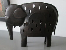 Elefant Metall braun Windlicht Laterne Teelichthalter Kerzenständer Garten Deko