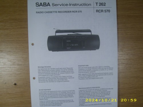 Saba rcr 570 - service, manual