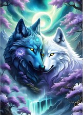 Diamond Painting Erwachsene Diamant 2 Wölfe Wolf    5D DIY Bilder