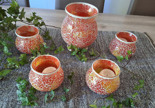 Elambia Set Mosaik Kelche Gläser Kerzen  Farbwechsel 10 Teile Weihnachten QVC