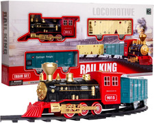 Eisenbahn mit Dampf Licht & Sound 12-tlg Set Lokomotive Zug Batterie Kinder