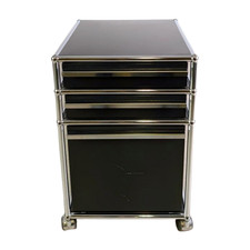 6x USM Haller Rollcontainer Büroschrank Rollen dunkelblau offen