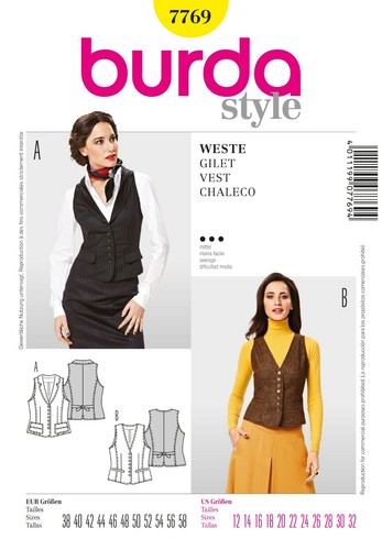 Burda schnittmuster weste - schnittmuster,