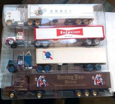 3x US TRUCKS 1x Scania BUDWEISER ANDEKER Blue Ribbon Lhertog Jan 1/87