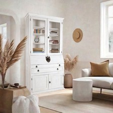 Sekretär Homeoffice MEXICO Weiß Antik- Pinie Massivholz - Landhausstil -montiert