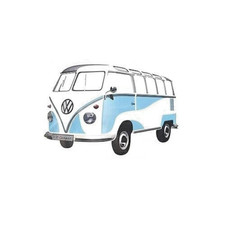 VW Original T1 Samba Bulli Wandtattoo hellblau 180 x 120cm 33 Teile 1H0087799