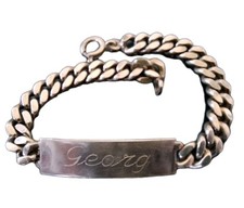 HERREN Panzerarmband 10mm Massiv 925 Silber mit Gravur GEORG , Armband 