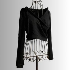 Cropped Cross Hoodie Techno Gothic Schwarz