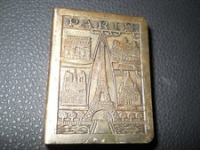 Alte Metall Streichholzschachtel Halter Gay Paris Old Metal Matchbox Holder
