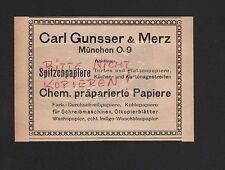 MÜNCHEN, Werbung 1921, Carl Gunsser & Merz Chem. präparierte Papiere
