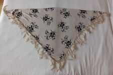 Dreieckshalstuch Blüten schwarz Fransen Gold Lurex Glitzer ca. 118x68 cm