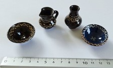 MINIATUR KERAMIK 2 Schalen und 2 Krüge Balkan-Volkskeramik Bulgarien Rumänien ??