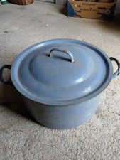 DDR Einwegkochtopf Kochtopf mit Deckel Blau Grau ca 35 cm Durchmesser 20cm hoch