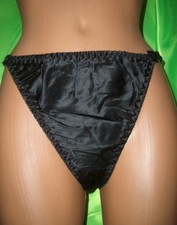 Sündiges Glanz Seiden Höschen L-XL SCHWARZ Panty Seidenslip Tanga Slip  (G105)
