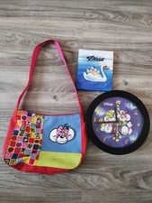 3x Diddl Diddlina Fanpaket/ Umhängetasche, Wanduhr, Notizblock 