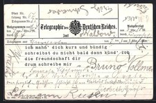 Telegramm mit Aufforderung zum