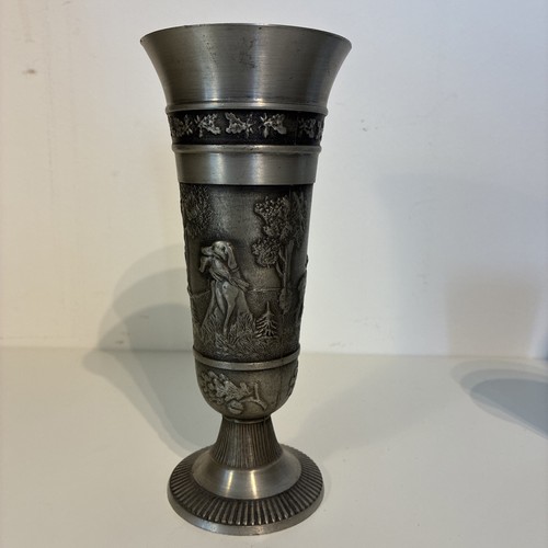 Vintage zinn vase jagd und - vintage,