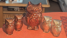 5x Eulen Figuren Glas Set