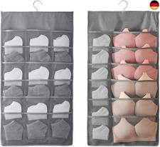 2PCS Kleiderschrank Hängend Organizer für Unterwäsche Socken BHS mit 30 Ta