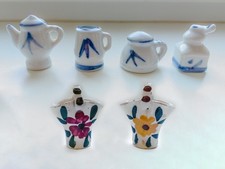 6 Setzkasten Figuren Setzbord - 4x blau weiß / 2x Blumenkörbe spanische Keramik