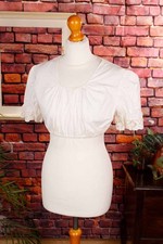 Vintage orig 70er Dirndl Bluse creme Spitze Landhaus Crop Top S M