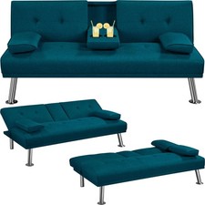 Schlafsofa klappbar aqua blau, Polstersofa, Belastbarkeit 350 kg, blau - A