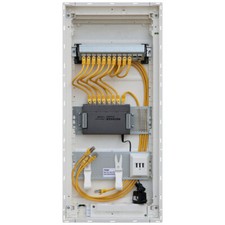 Hager VU48NW Multimediaverteiler komplett bestückt und montiert für 10 LAN-Te...