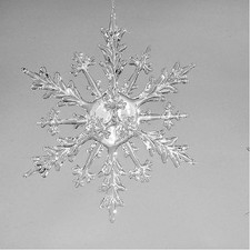 winterlicher Deko Hänger Eiskristall Schneeflocke H. 30cm klar Acryl Formano W25