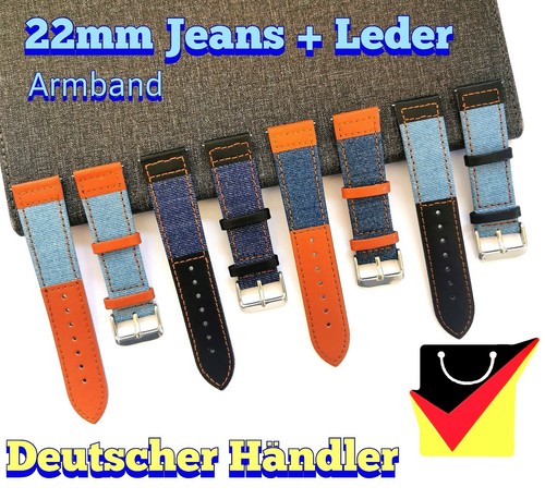 Jeans leder uhrenarmband 22mm - leder,