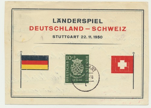 Sonderpostkarte länderspiel - sonderpostkarte,