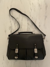 Esprit Echtleder Umhänge Tasche Akten Schultasche Laptop schwarz