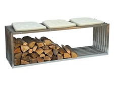Kaminholzregal Innen Edelstahl Metall Kaminholzständer 150 cm Holzkorb Holzregal
