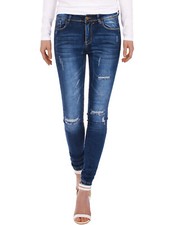 Damen Jeans Hose Skinny Röhrenjeans destroyed stretch