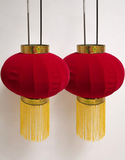 2× Chinesische Stoff-Lampions