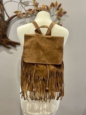 Echt Wildleder Fransen Boho Rucksack, cognac Farbe aus Amerika, Festival, neu