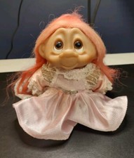 Vintage Dam Troll Puppe rosa