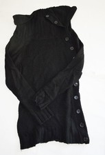 Strickjacke Kleid Strick Pulli Strickkleid ausgefallene Knöpfe schwarz  S