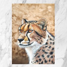 Aquarell Gepard Gemälde, Kunst, Bilder, Wandbilder, Gepard Malerei, Wandgemälde
