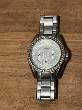 Fossil Damen Armbanduhr Edelstahl Silber / funktioniert 