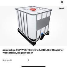  neuwertiger TOP WERIT ECOline 1.000L IBC Container Wassertank, Regenwasser,