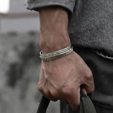 Armspange Feder Herren Damen Sterling Silber 925 Armband Armreif Flexibel Dehnba