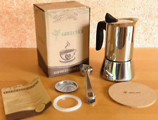 Espressokocher 4 Tassen Edelstahl mit Zubehör Messlöffel induktionsgeeignet