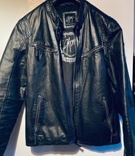 Gipsy Mauritius Herren Echtleder Bikerjacke  Schwarz Reißverschluss Gr L