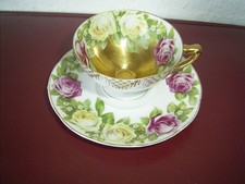 Rosenthal B.R.C-sehr alte Mokka/Espressotasse-Alice?-gold+Rosen in rosa+grün-top
