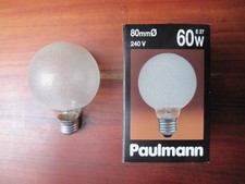 PAULMANN GLOBE G80  EISKRISTALL KLAR 132.60 WEIß E27 60W Glühbirne ∅80mm DIMMBAR