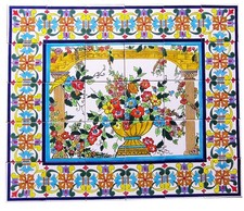 Fliesenbild Blumen Vogel